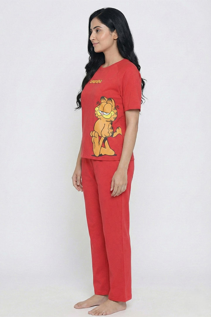 Zivame Garfield Knit Cotton Lifewear Set - Mars Red — image 5